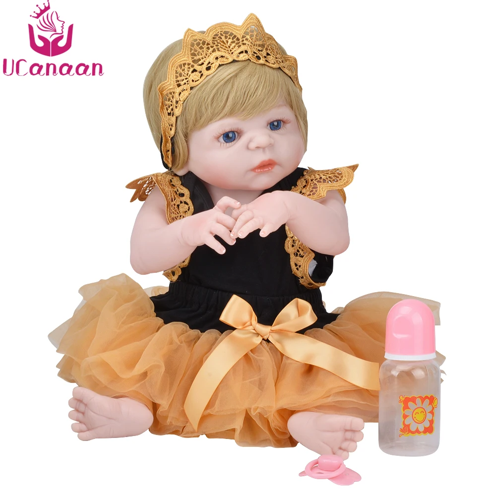 

UCanaan Baby Newborn Doll 55CM Full Silicone Reborn Dolls For Girls Collection Babies Realistic Alive Toys For Children Bonecas