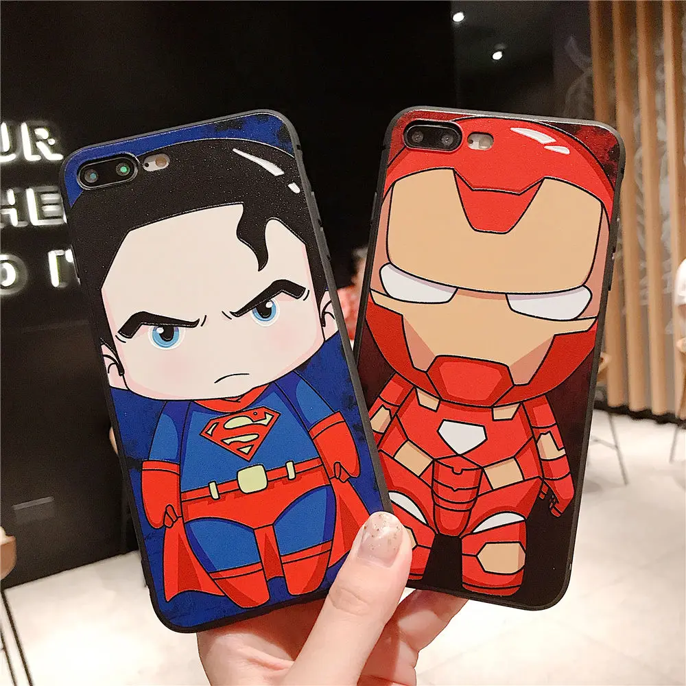 Милый Мультфильм Человек-паук Супермен Ironman герои Marvel чехол для iPhone XS MAX X XR XS iPhone 7 8 6S 6 Plus силиконовый чехол для телефона