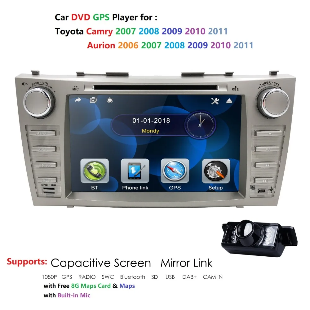 Best 2 Din AutoRadio Car DVD Multimedia For Toyota Camry 2007 2008 2009 2010 2011 Aurion 2006 Head Unit GPS Navigation RDS USB SWC BT 0