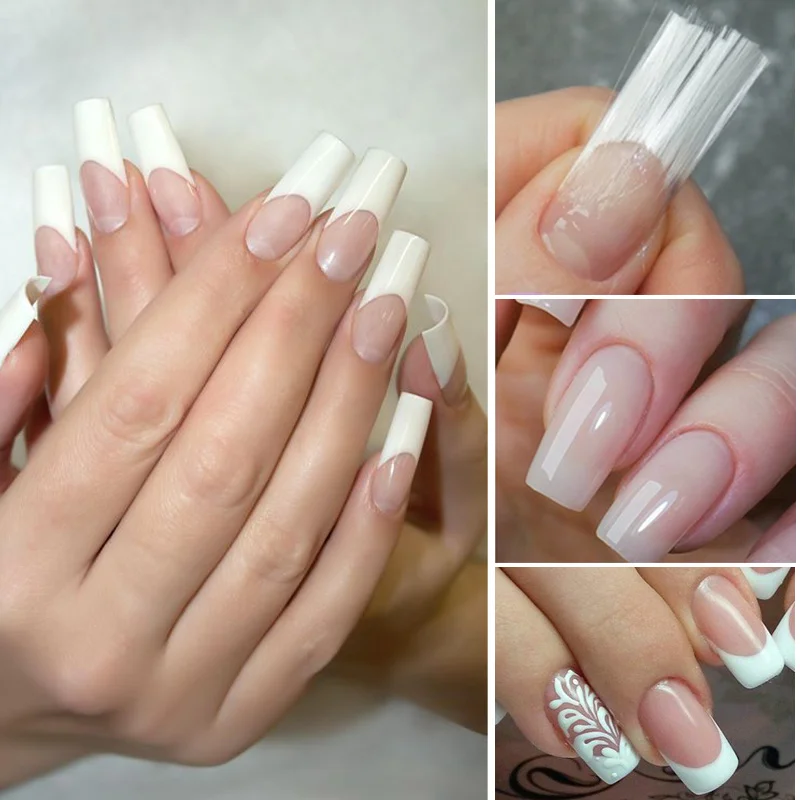 Гвозди из стекловолокна Fibernails с гелем для наращивания волокна для маникюра, салонов акриловых форм, 2 м/1,5 м/1 м/0,5 м, комплект из стекловолокна