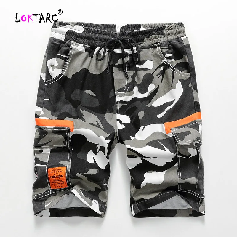 Grey LOKTARC/шорты для маленьких мальчиков; мешковатые камуфляжные шорты-карго на завязках для мальчиков; Детские повседневные хлопковые шорты для мальчиков; Бермуды для детей - Цвет: Grey