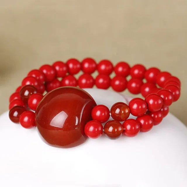 Kyszdl Fashion Red Cinnabar Bracelet Men And Women Stone Kyszdl Fashion Red Cinnabar Bracelet Men And Women Stone Beads Jewelry Gift