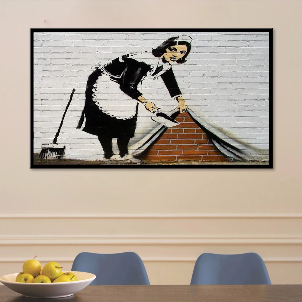 banksy sweep it under the carpet poster print all sizes modern art deco banksy