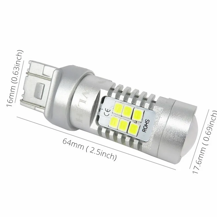 WLJH 2x T20 7443 7440 светодиодный фонарь 21 Вт 800LM 2835 SMD линзы для автомобиля DRL дневные ходовые огни стояночный задний тормозной светильник сигнальная лампа поворота