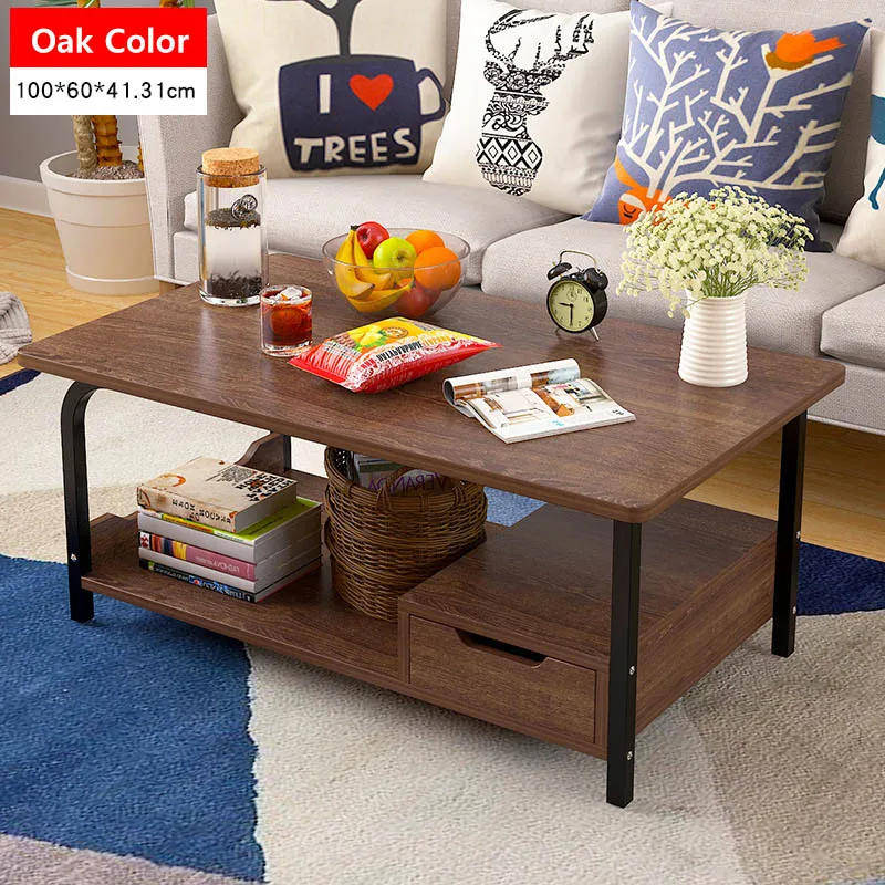 Скандинавская деревянная двухслойная Прямоугольная подушка для дивана журнальный столик для гостиной приставной столик маленький обеденный стол торцевой стол мебель для дома - Цвет: 100cm-01 coffee