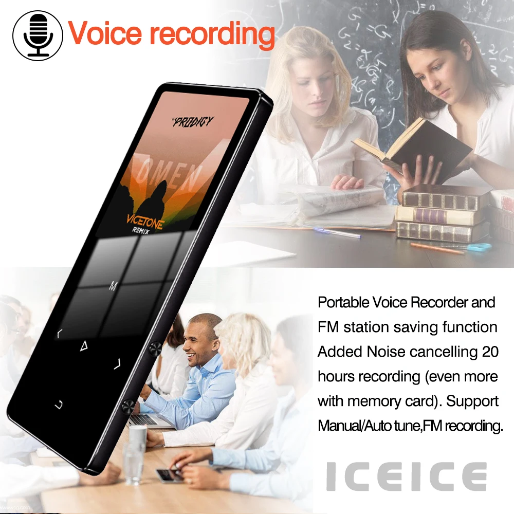 ICEICE MP3-плеер со встроенным динамиком 1,8 экран сенсорные клавиши hi fi fm-радио Мини Спорт MP 3 музыкальный плеер портативный металлический walkman