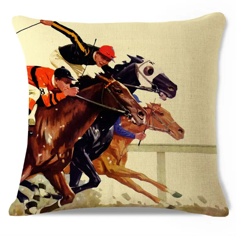 Decorative Throw Pillow Case Vintage Thoroughbred Race
