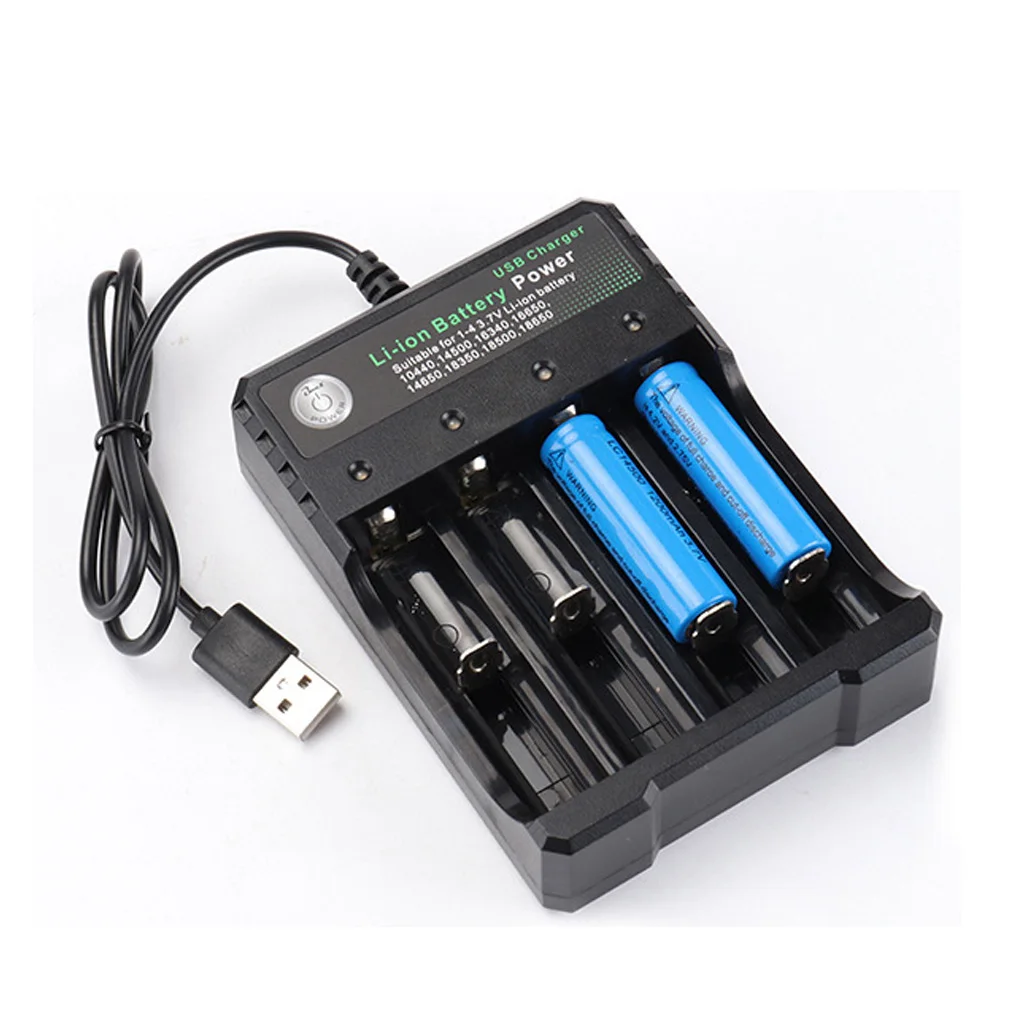 

18650 USB Charger 4-slot Li-ion Battery DC 4.2V/1A USB Charger Adapter for Battery 18350 16340 18500 26650 18650 14500