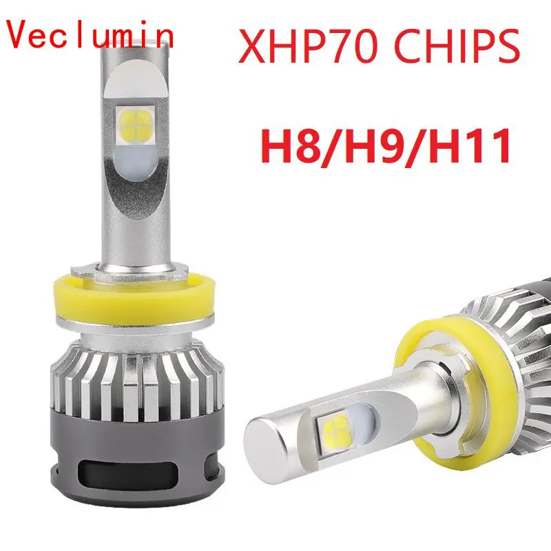 2 шт. автомобильный мини led H8 H9 H11 13200lm фары 6000K лампы Комплект HB3 9005 9006 HB4 H4 9012 H7 XHP70 110
