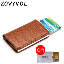 ZOVYVOL, мужской алюминиевый кошелек с задним карманом, ID держатель для карт, RFID Блокировка, мини тонкий металлический кошелек, автоматический всплывающая Кредитная карта