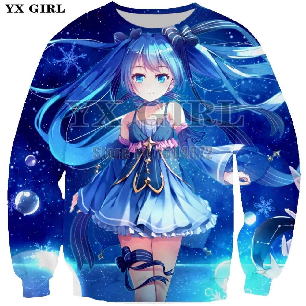 

YX Girl Womens Casual Lovely Girl Printed Sweatshirts Hatsune Miku Printing 3d Sweatshirt for Women Autumn Pullover Streetwear