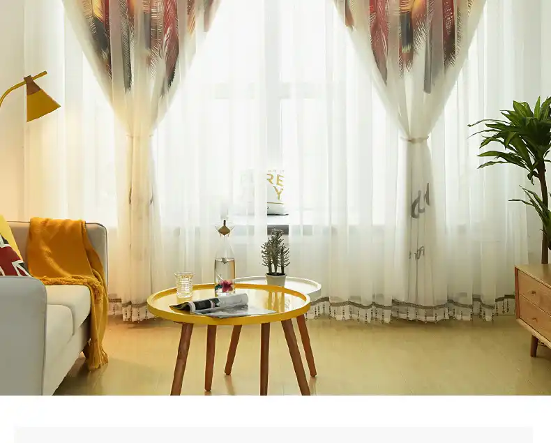Personality Printing Feather Children S Room Curtain Boy Bedroom