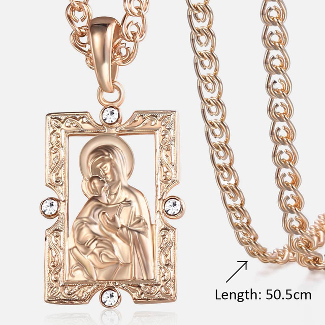 Blessed Virgin Mary Pendant Necklace For Women Men 585 Rose Gold Necklace Fashion Jewelry Wholesale Gifts 50.5cm GP192