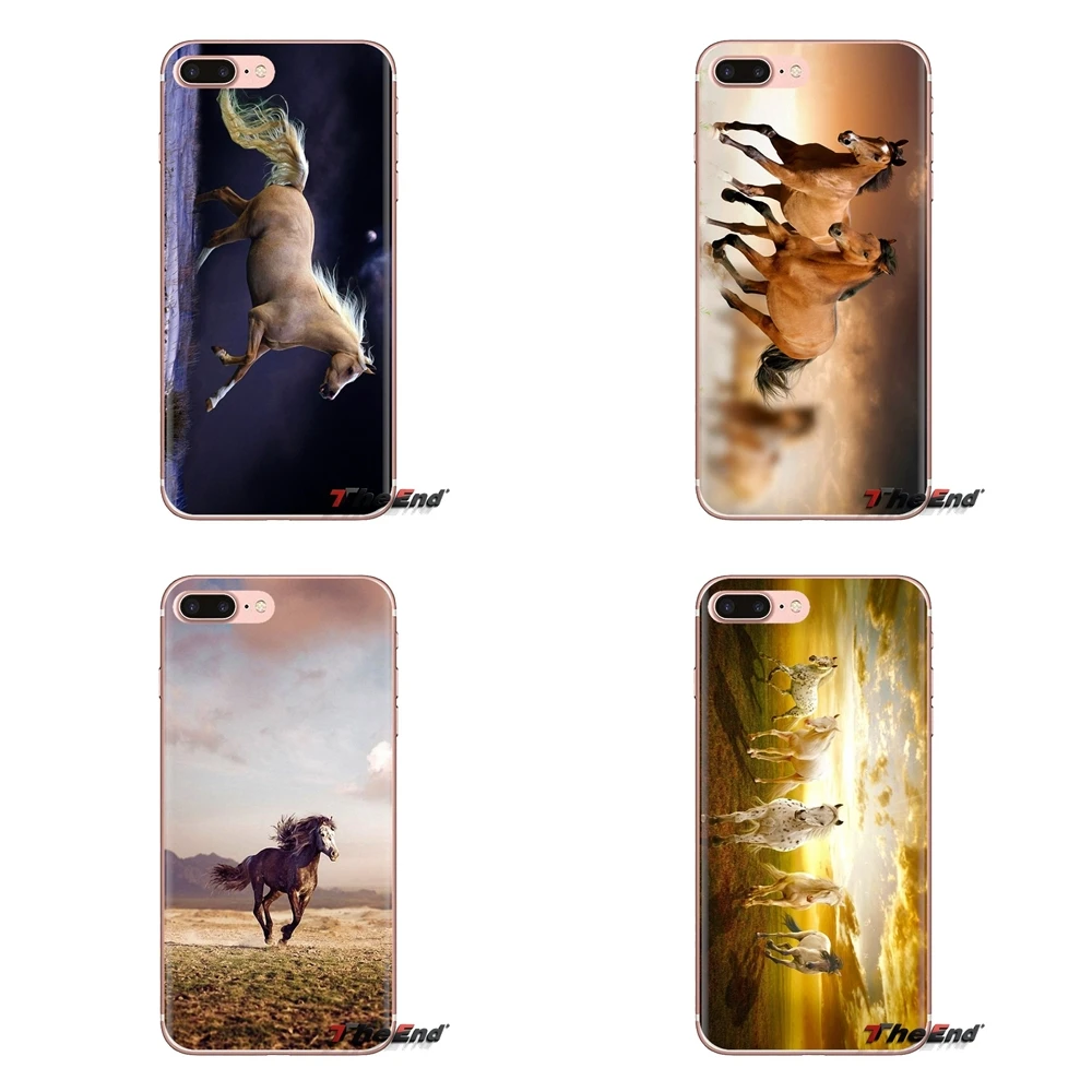 For Sony Xperia Z Z1 Z2 Z3 Z5 compact M2 M4 M5 C4 E3 T3 XA Huawei Mate 7 8 Y3II Wild Horse Running sunset Art Silicone Skin Case |