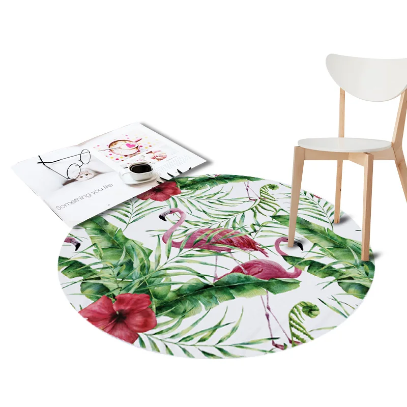 

Waterproof Round Rugs Flamingos Printed for Living Room Doormat Non-slip Soft Carpets Door Floor Mats for Kids Bedroom Chair Rug