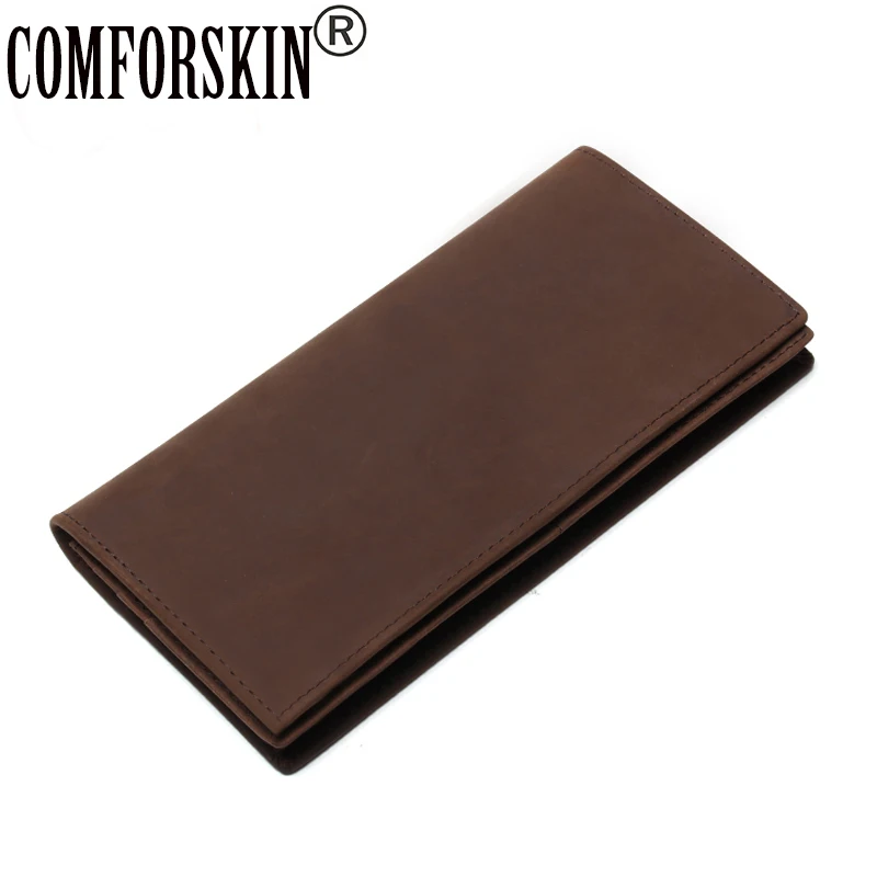 

Long Folio Simple Business Men Wallets 100% Luxurious Retro Genuine Leather 2017 New Fashion Men Organizer Clutch Purses Factory