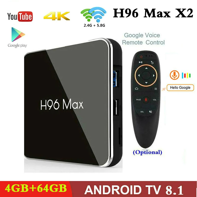 

H96 MaxX2 tv Box Android 8.1 Amlogic S905X2 4GB+32G/64GB 2.4G+5G wifi USB 3.0 H.265 APK m3u iptv subscription smart set top box