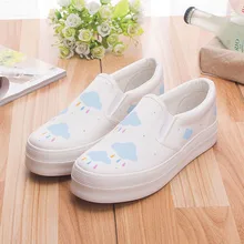 Quality New Womens Flats Summer 2016 Breathable Hand Painted Women Loafers Thick Heel Canvas Espadrilles Ladies Platform Shoes