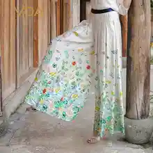 VOA 2017 New Summer White Wide Leg Pants Women Bohemia Silk Full Length Loose Dobby Casual Pantalones Anchos k7582