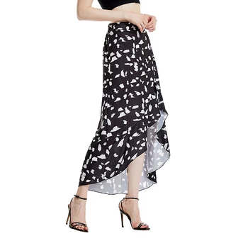 

Women's Bohemian Beach Skirts Female Summer Polka Dot Long Maxi Skirt Fashion High Split Ruffled Irregular Skirts
