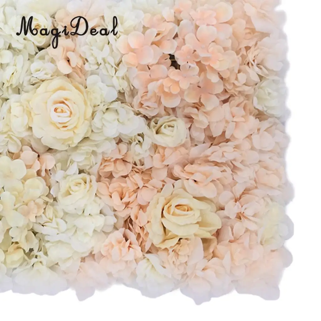 Romantic Artificial Flower Wall Panels Wedding Venue Roses Hydrangea Floral Decor Type A 5 Colors Choice	