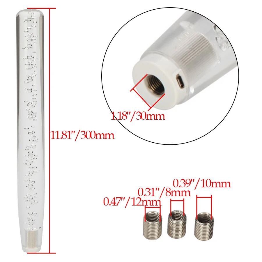 Цветные светодиодные лампы 30 см Акриловая со светодиодной подсветкой прозрачная кристальная ручка переключения передач с пузырьками насадка рычага переключения передач палка украшения автомобиля ручки крышки