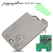Mando a distancia de tarjeta inteligente sin llave jingyuqin 5 unids/lote para Renault Laguna Espace PCF7947 Chip 433Mhz 2 botones Smart Fob