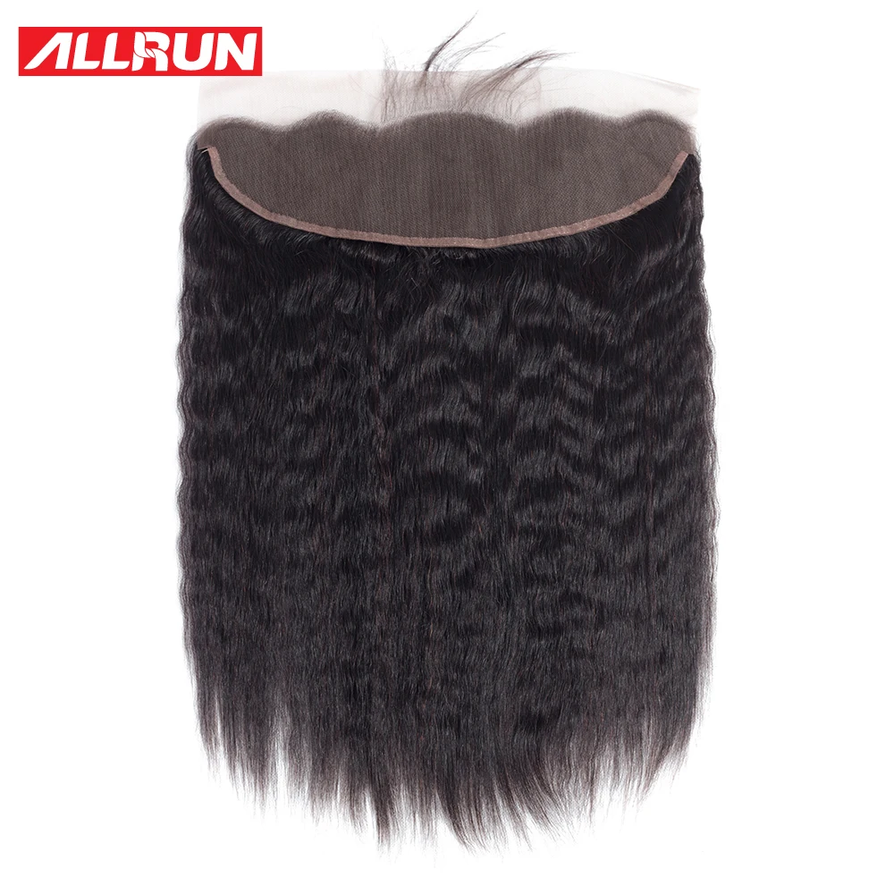 

Allrun Brazilian Kinky Straight 13*4 Lace Frontal Closure With Baby Hair Pre-Plucked Non Remy Human Hair Ear to Ear Lace Closure