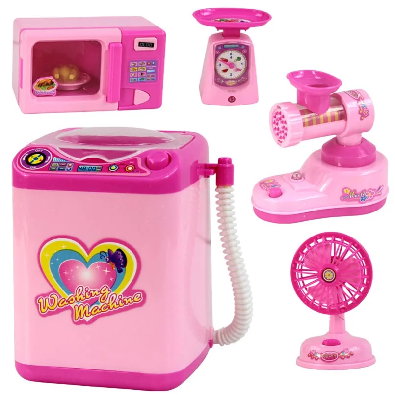 Розовая бытовая техника для детей, игрушка для ролевых игр, тостер, пылесос, плита, Обучающие кухонные игрушки, набор для детей, игрушки для девочек