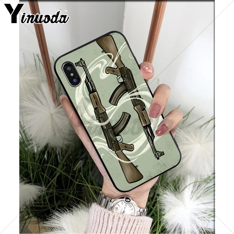 Yinuoda AK47 пистолет ТПУ Мягкий силиконовый чехол для телефона чехол для iPhone X XS MAX 6 6s 7 7plus 8 8Plus 5 5S SE XR - Цвет: A16