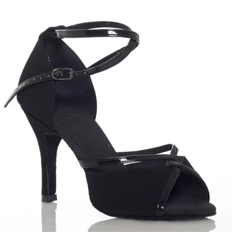Online Satén negro + PU zapatos de baile de salón superior zapatos de baile de mujer zapatos de baile de tacón alto zapatos de mujer latino con ancho