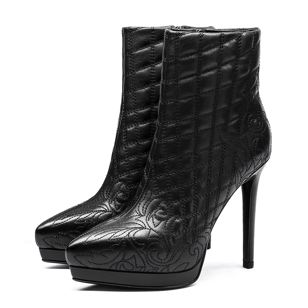 Bottes Talons Up forme Chaussures Marque Cuir Haute Zip Cheville Nouvelle Plate Beige Hiver Doratasia Femme noir En Automne Vache Gros 46zxq7