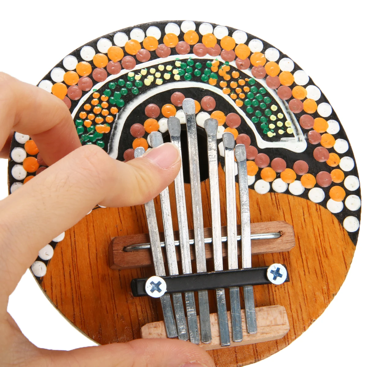 1pcs Beginner Thumb Piano Natural Coconut Shell 7 Keys Thumb Piano Musical Instrument Random Pattern