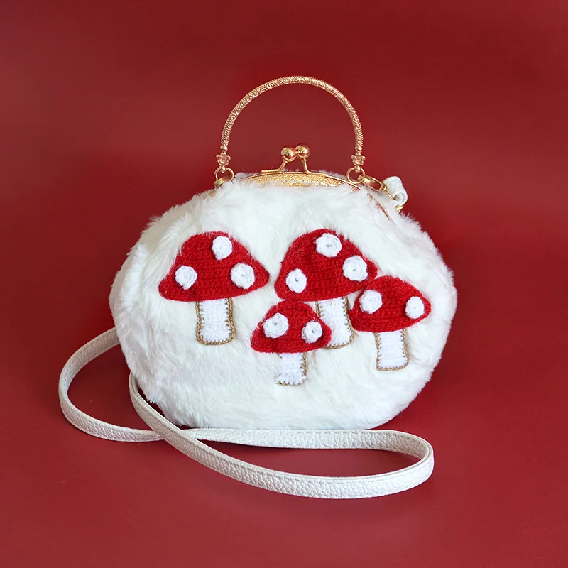 Korean Style Cute O Bags Mushroom Appliques Shoulder Messenger Bags