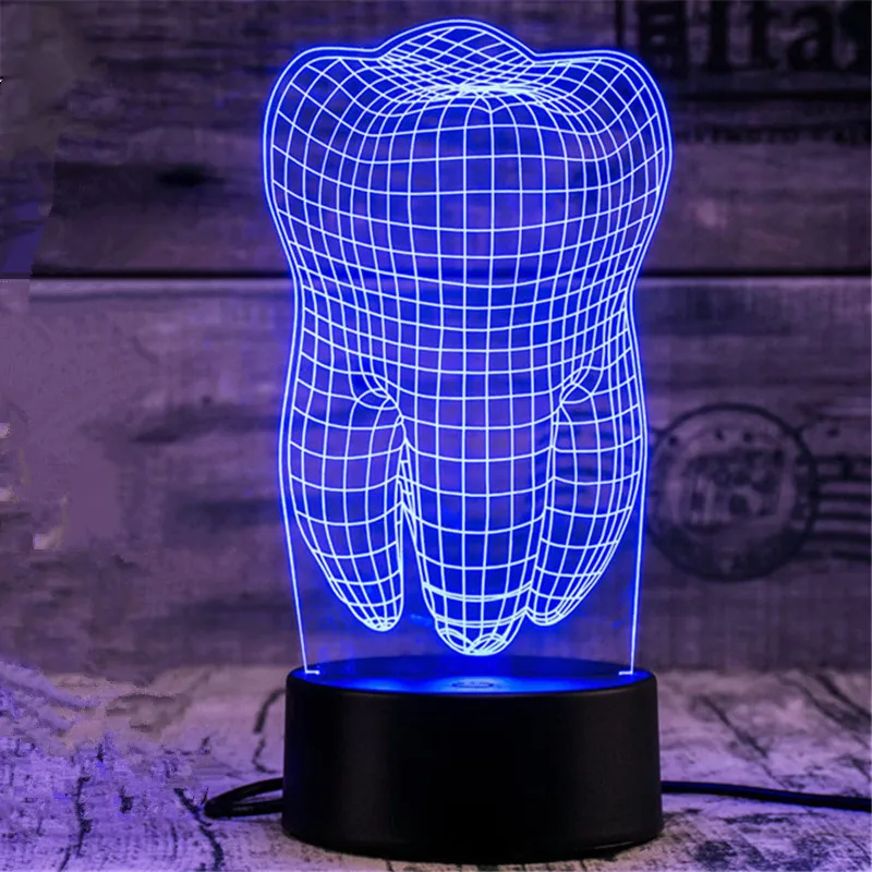 3D Led Novety Lighting Creative Gift Night Light Table Lamp Tooth Model Home Corridor Hotel Party Atmosphere Lights | Лампы и