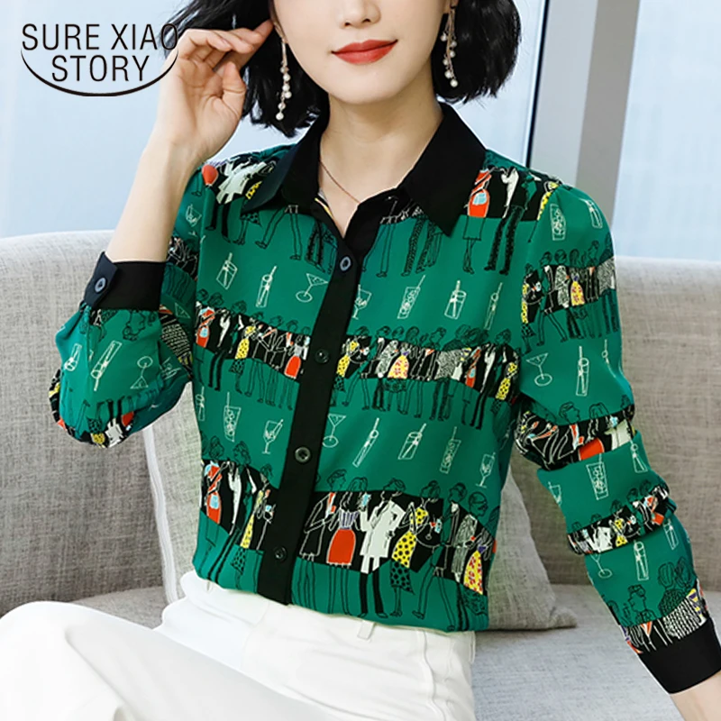 

fashion women tops and blouses 2019 office blouse women print chiffon blouse shirt plus size long sleeve women shirts 2373 50