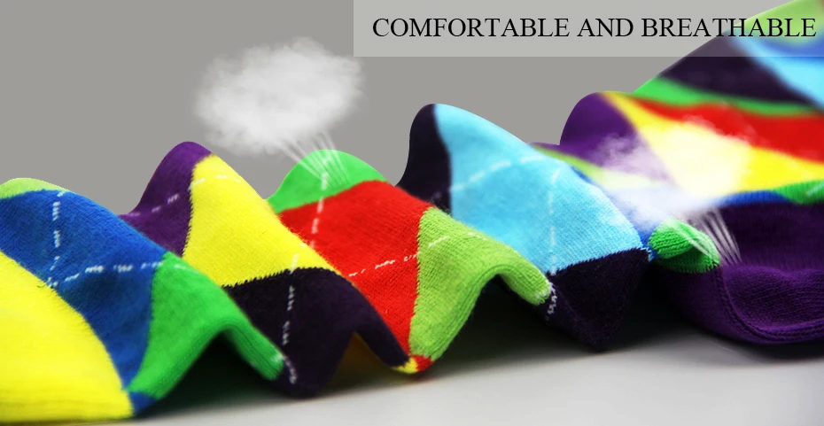 Разноцветные носки с Аргайлом, забавные мужские хлопковые носки, подарок на свадьбу, носки,, размер США(7,5-12