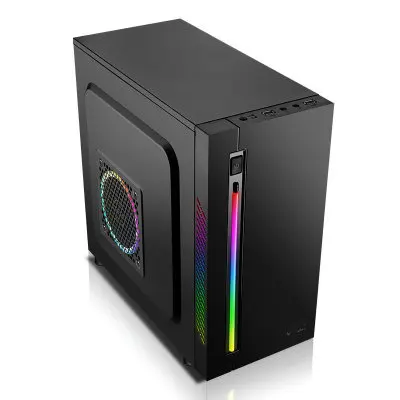 Мини ПК игровой компьютерный чехол шасси RGB светящийся Настольный вертикальный MicroATX, ITX материнская плата геймера для дома и офиса gabinete computador - Цвет: black