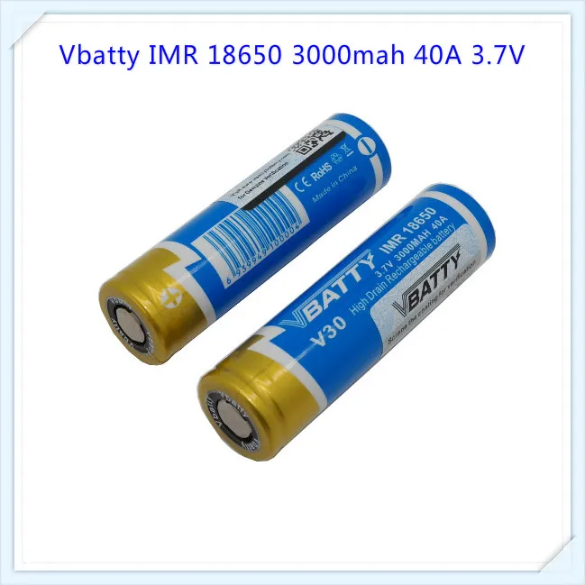 Высокомощный аккумулятор Vbatty IMR V30 18650 3000 мАч 40A 3 7 В с высоким усилителем плоский