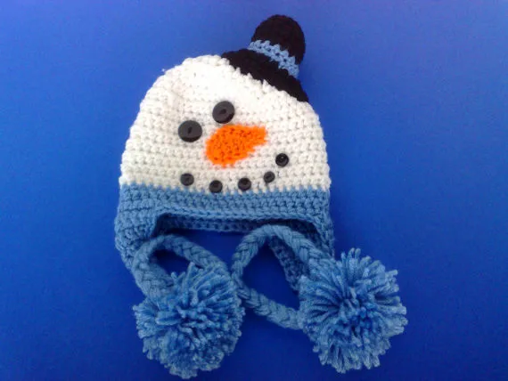 Handmade Crocheted Baby Snowman Hat 