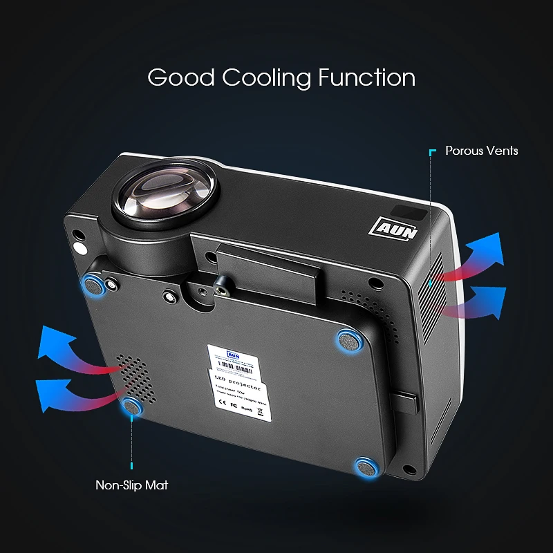 AUN LED Proyector AKEY1/Plus for Home Theater, 1800 Lumens, Support Full HD Mini projector (Optional Android 6 Support 4K Video)