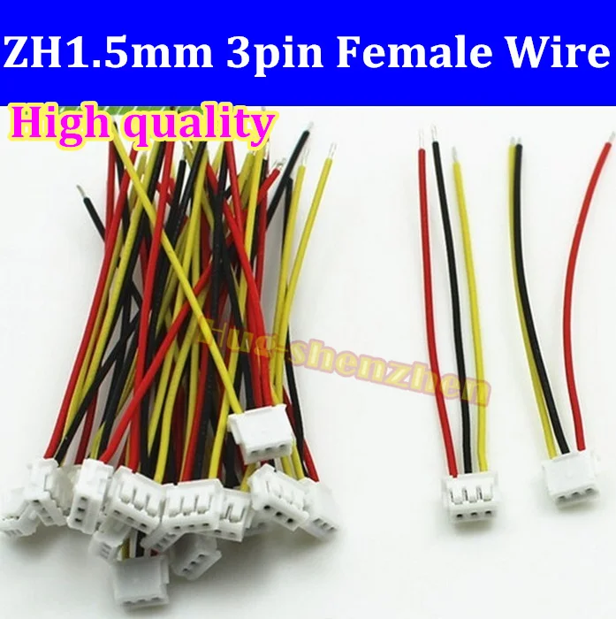 

High quality New 100pcs/lot JST Mini Micro ZH 1.5 ZH1.5MM zh1.5-3p 3Pin JST Connector with Wires Cables