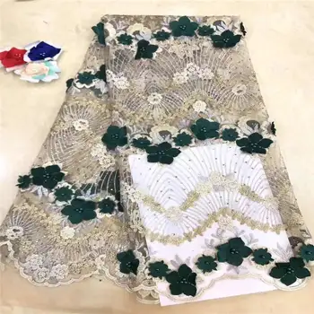 

nigerian lace fabric 2019 high quality lace 3d tulle lace fabric embroidered french net lace aplique for wedding dress 5yards