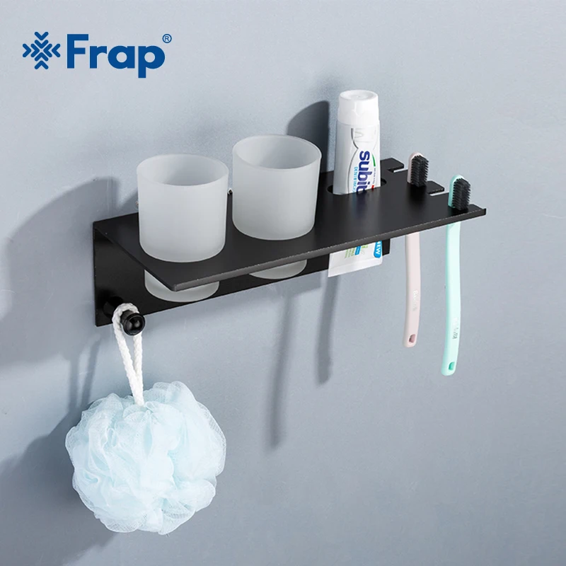 Frap Modern Bathroom Products Shelf Rack Space Aluminum Cup Holder With
