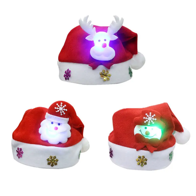 

Newest Arrivals Kids Adult LED Light Christmas Hat Caps Santa Claus Reindeer Snowman Xmas Cap Gifts