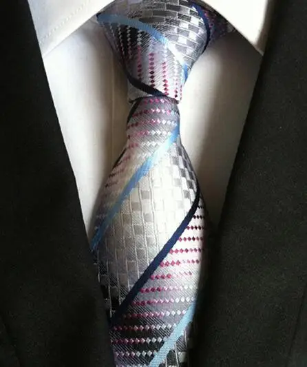 Новые Классические шелковые мужские галстуки на шею Галстуки 8 см клетчатые полосатые галстуки для мужчин деловые роскошные свадебные галстуки Gravatas - Цвет: LUD 43