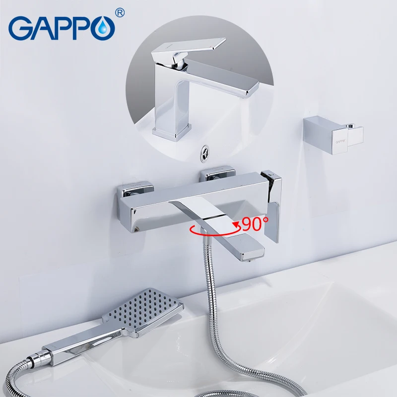 GAPPO Sanitary Ware Suite brass water tap chrome bathroom bath faucet mixer bathtub tap with basin faucet torneira para banheira