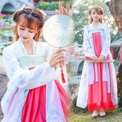 Hanfu древний китайский костюм красное платье Улучшенная Hanfu для взрослых для женщин Хань Тан платье династии женский народный танец костюмы