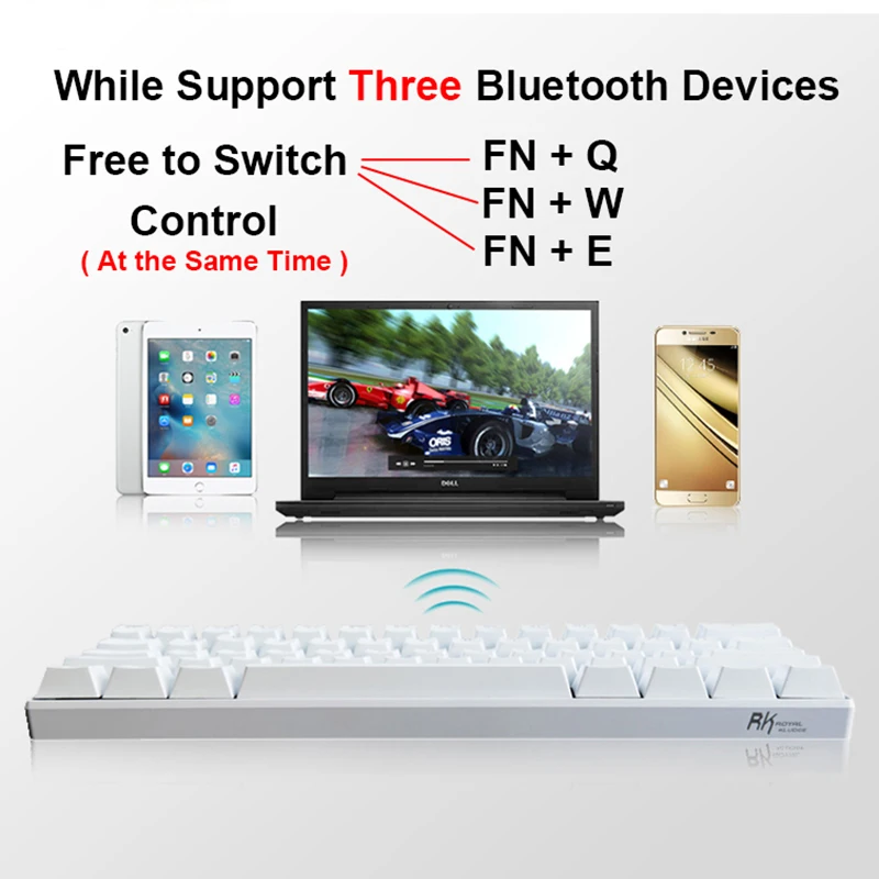 61 Ключ RK61 Bluetooth беспроводной Белый светодиодный с подсветкой эргономичная Механическая игровая клавиатура геймер с подсветкой для ноутбука компьютера