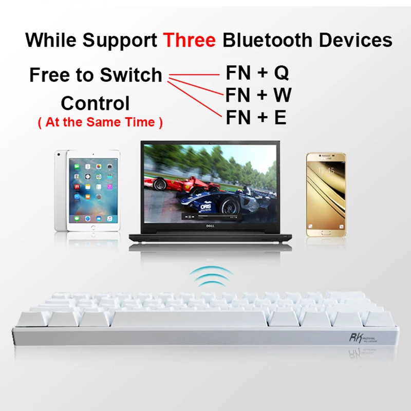 Новая беспроводная Bluetooth клавиатура RK61 с белосветодиодный Ной подсветкой
